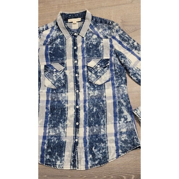 Lovestich‎ Women's Button Down Blue Plaid Country Cowgirl Shirt Size Small - Picture 3 of 9